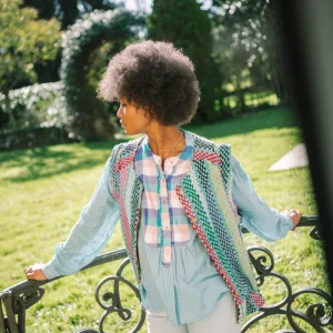 L'ÎLE BLEUE - Gilet Kantha Galicha