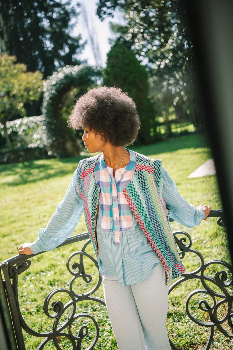 L'ÎLE BLEUE - Gilet Kantha Galicha – Image 2