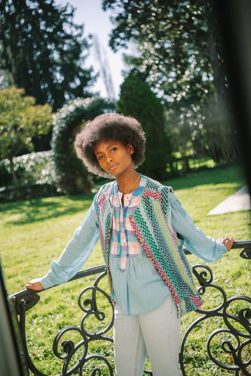 L'ÎLE BLEUE - Gilet Kantha Galicha – Image 4