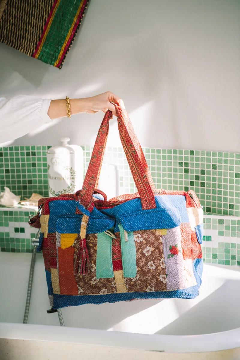 L'ÎLE BLEUE - Weekend Bag Kantha Patchwork – Image 2
