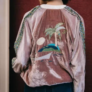 L'ÎLE BLEUE - BOMBERS VELOURS ROSE