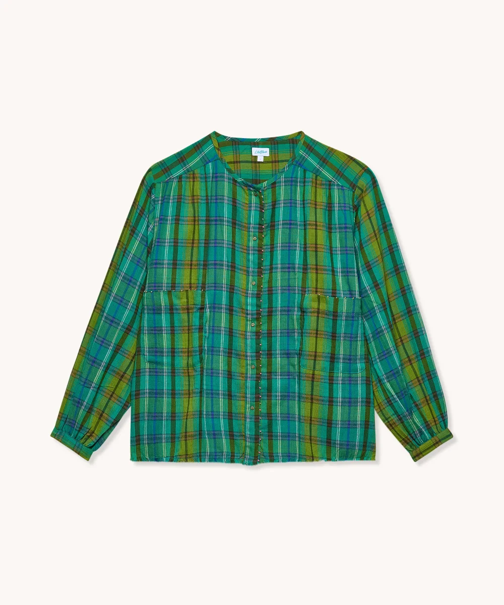 L'ÎLE BLEUE - BLOUSE KAMINI MADRAS VERT