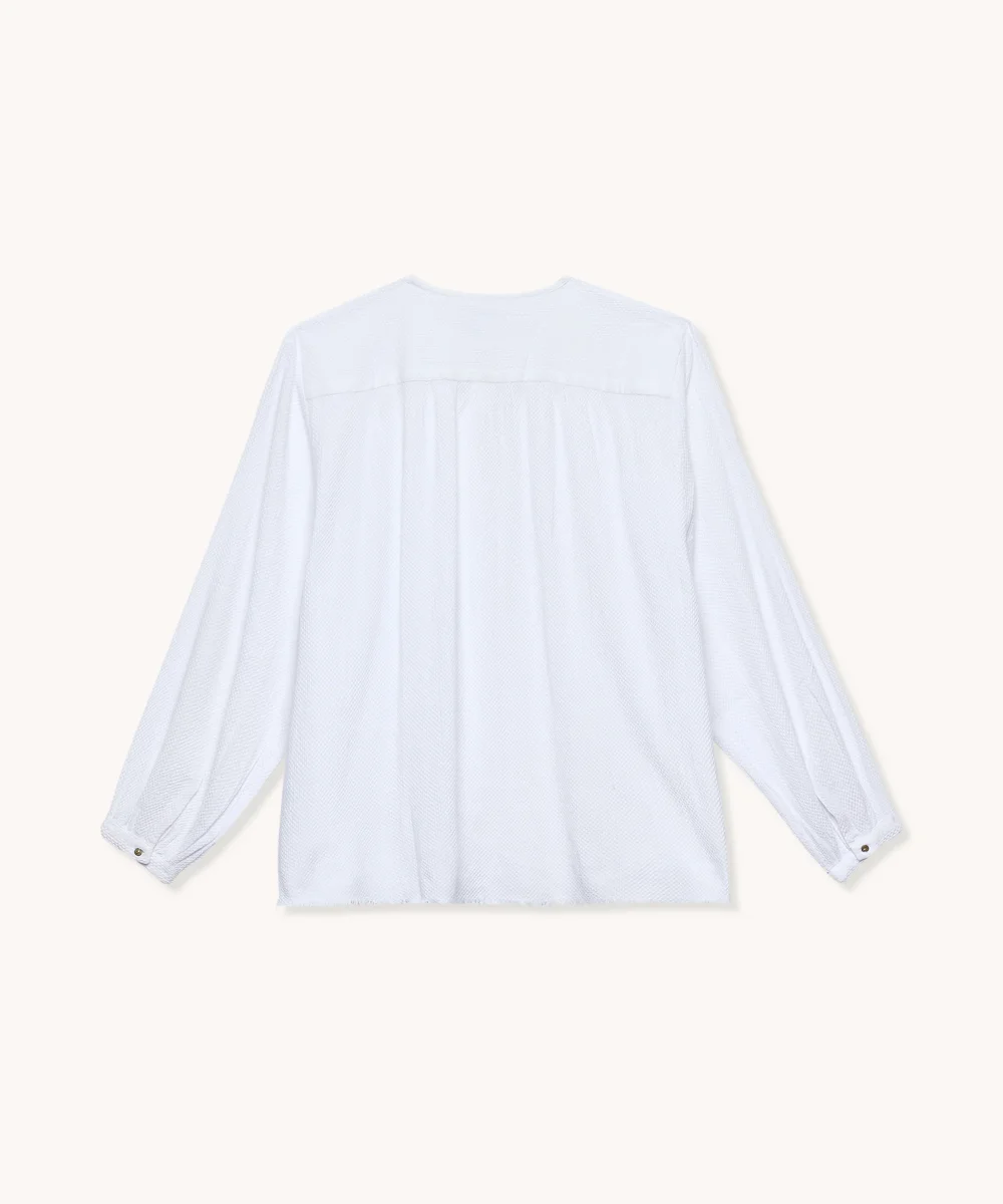 L'ÎLE BLEUE - BLOUSE KAMNI MINI BUBBLE BLANCHE – Image 3