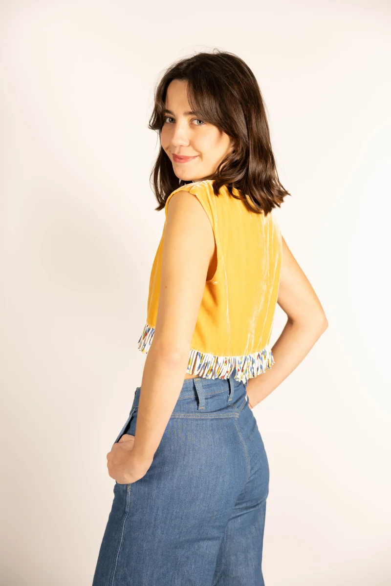 L'ÎLE BLEUE - Top Rani Silk Velvet Yellow – Image 3