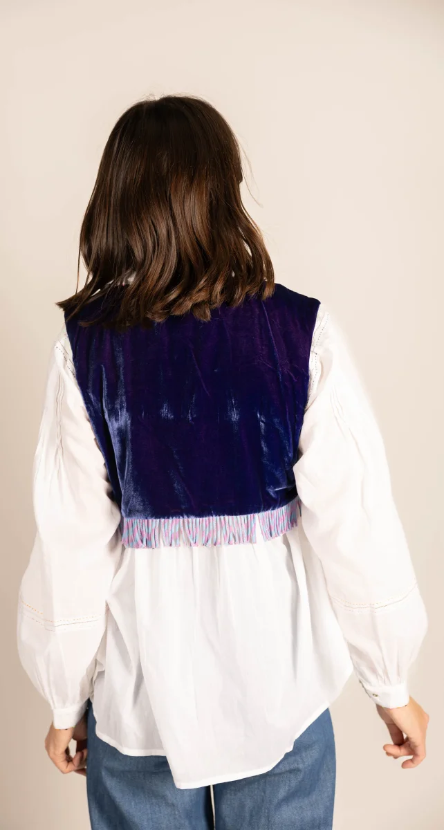 L'ÎLE BLEUE - Top Rani Silk Velvet Blue Purple – Image 4