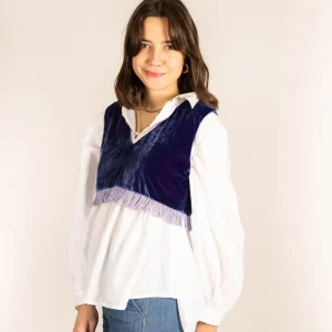 L'ÎLE BLEUE - Top Rani Silk Velvet Blue Purple