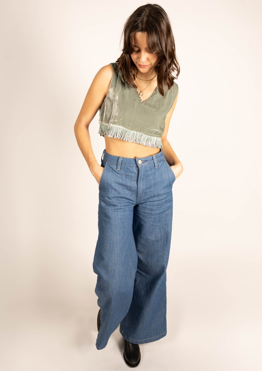 L'ÎLE BLEUE - Top Rani Silk Velvet Light Grey – Image 5