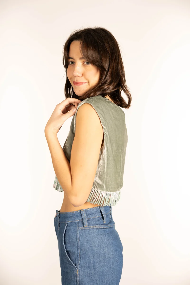 L'ÎLE BLEUE - Top Rani Silk Velvet Light Grey – Image 6