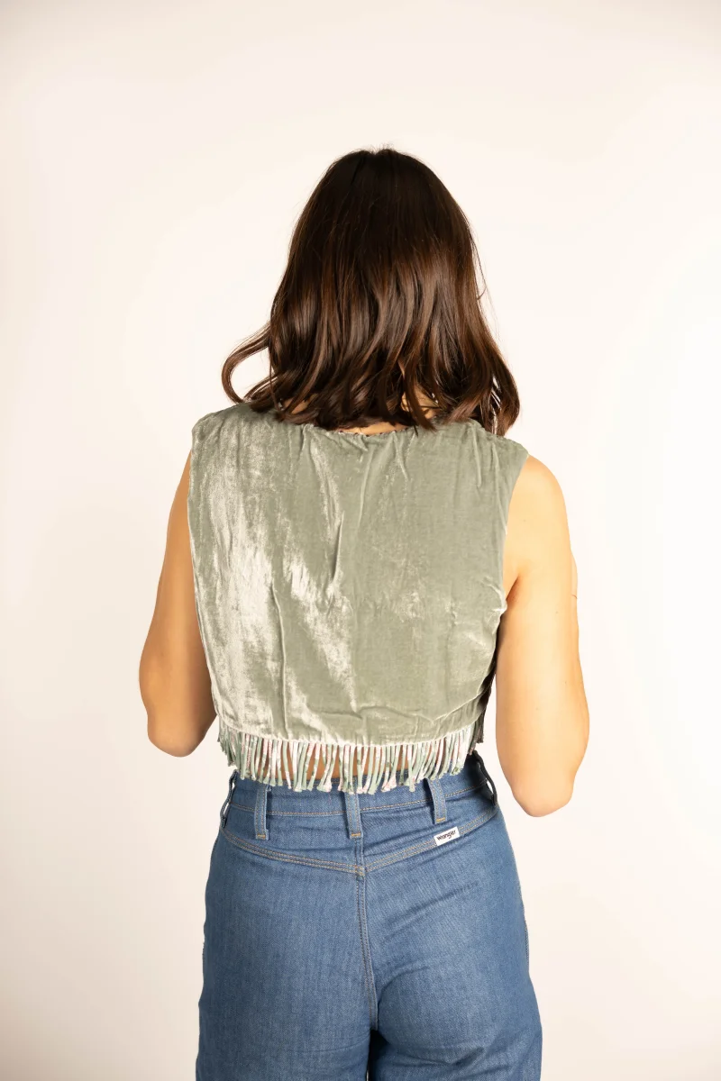 L'ÎLE BLEUE - Top Rani Silk Velvet Light Grey – Image 7