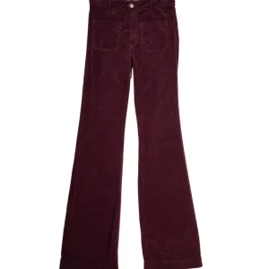 ACQUAVERDE - PANTALON VELOURS CHARLOTTE AUBERGINE