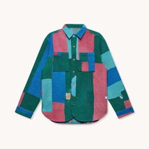 L'ÎLE BLEUE - SURCHEMISE PAUL EN KANTHA GÉOMETRIQUE