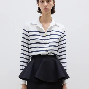 CHEMISE CONSTANCE RAYURES BLEU MARINE