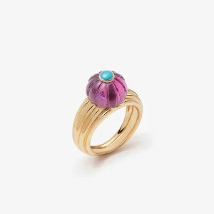 BAGUE GELATO AMÉTHYSTE ET TURQUOISE