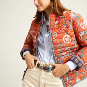 VESTE COURTE BOUQUET ORANGE