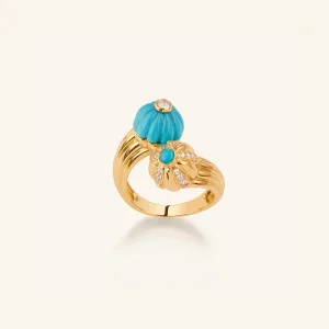 BAGUE DOUBLE GELATO TURQUOISE ET DIAMANTS
