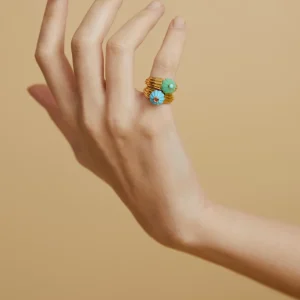 BAGUE GELATO TURQUOISE ET TOURMALINE