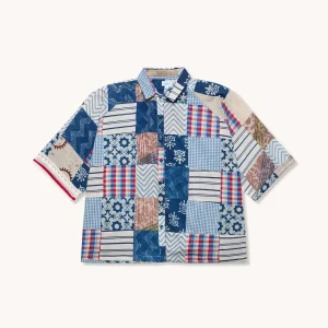 L'ÎLE BLEUE - BLOUSE NOCHON À PATCHWORK BLEU