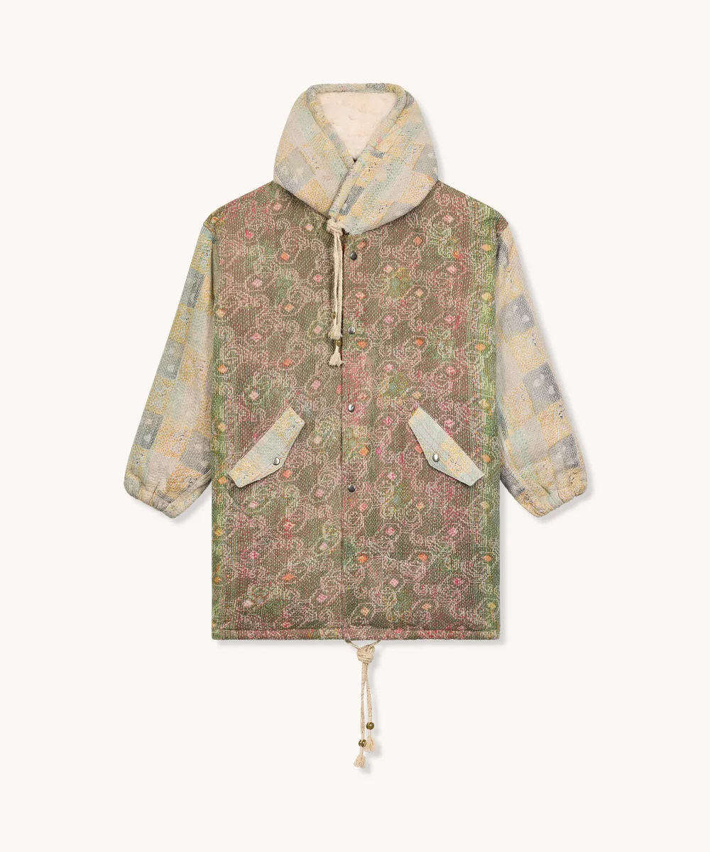 L'ÎLE BLEUE - MANTEAU KANTHA LONG FOURRÉ MEENU – Image 2