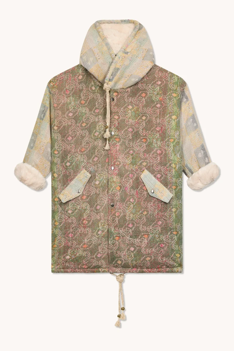 L'ÎLE BLEUE - MANTEAU KANTHA LONG FOURRÉ MEENU – Image 3