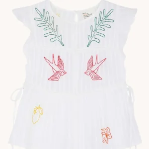 LEON & HARPER - BLOUSE BIRD BLANCHE BRODÉE EN VOILE DE COTON