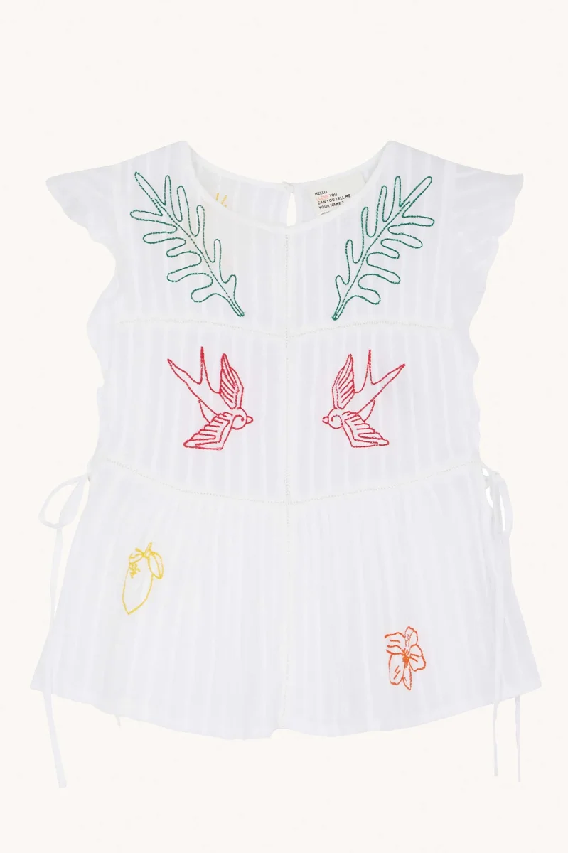 LEON & HARPER - BLOUSE BIRD BLANCHE BRODÉE EN VOILE DE COTON