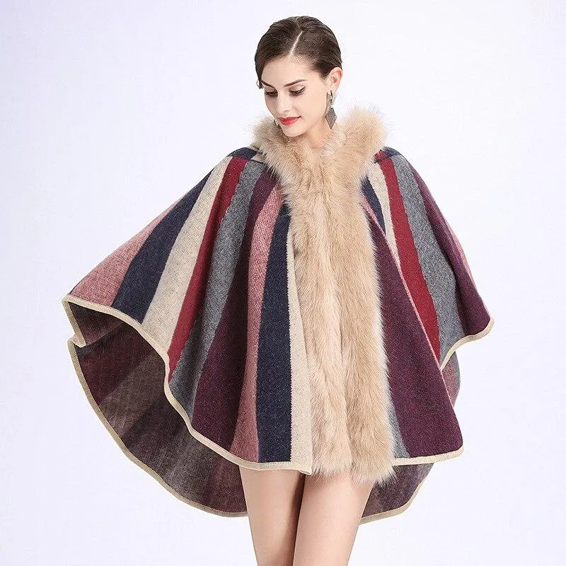 Poncho Femme Capuche Fourrure – Image 2