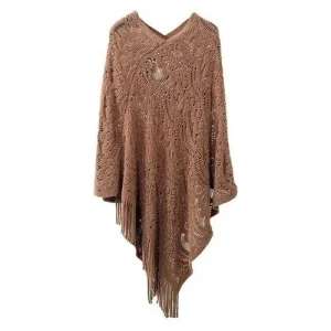 Poncho Femme Dentelle à Frange